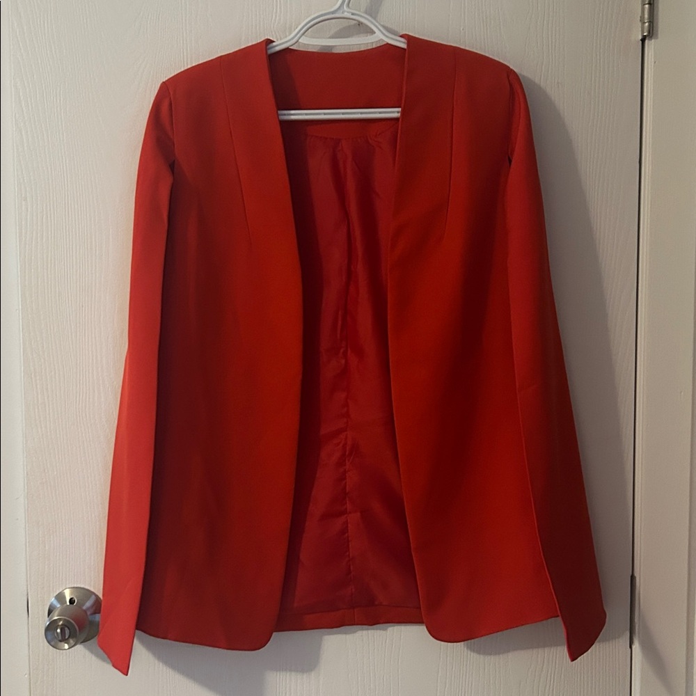 Vibrant Red Open Blazer